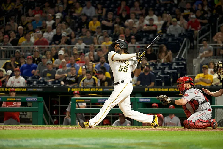 Image of Josh Bell at the plate against Cincinnati