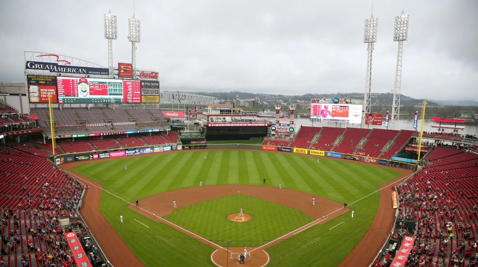 Overhead View of The Great American Ballpark on Opening Day 2019
